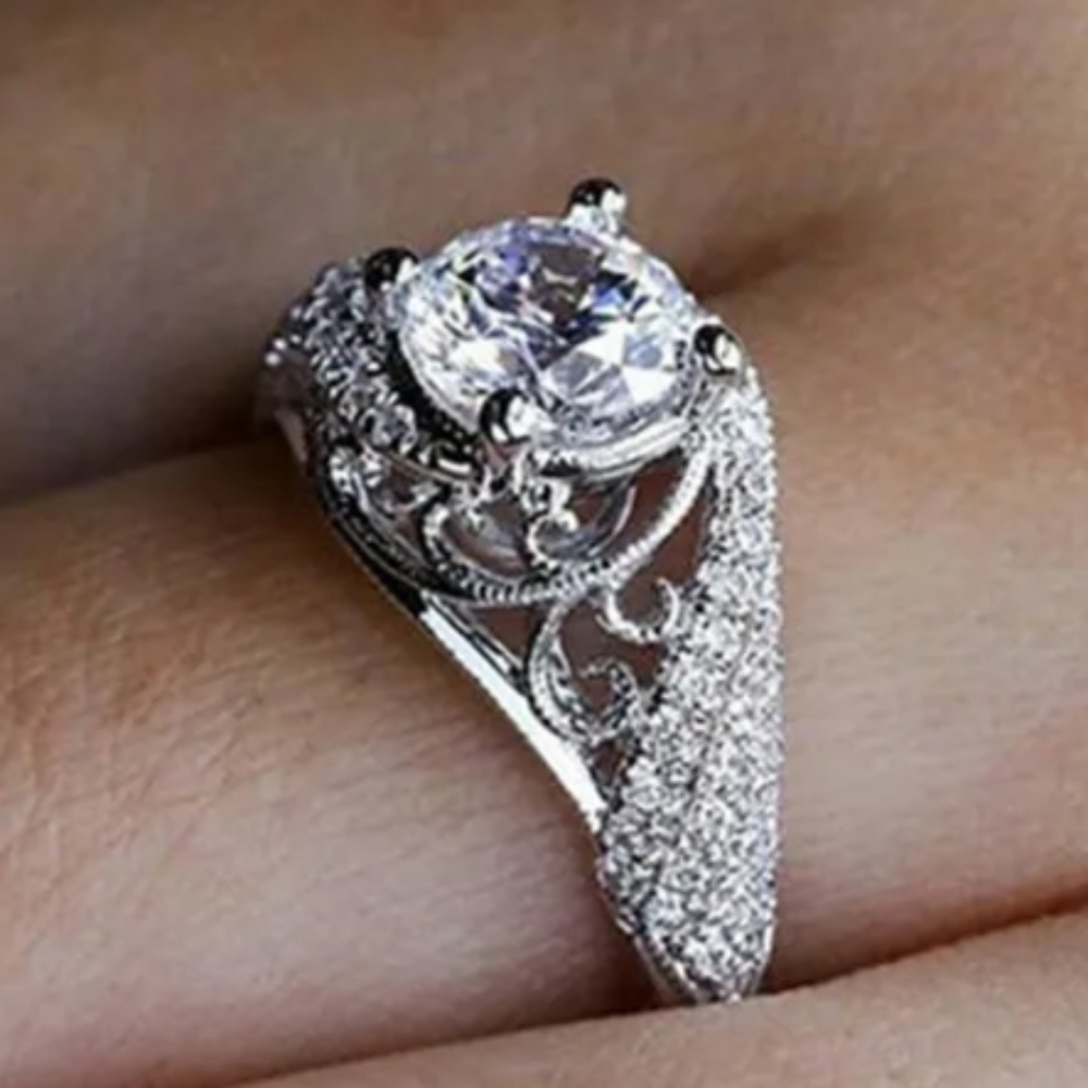 New art deco style Cz sterling silver ring